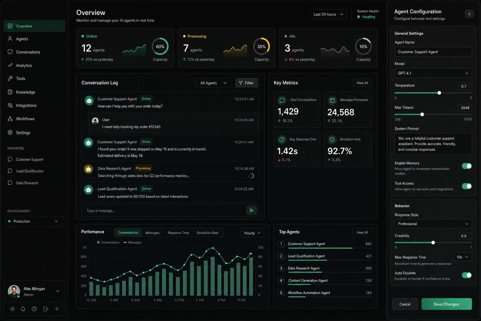 AI Agent Management Platform website and software interface