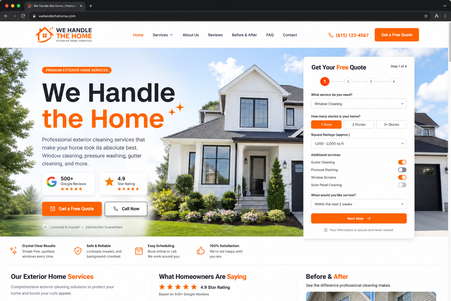 Next Level Window Cleaning website and software interface